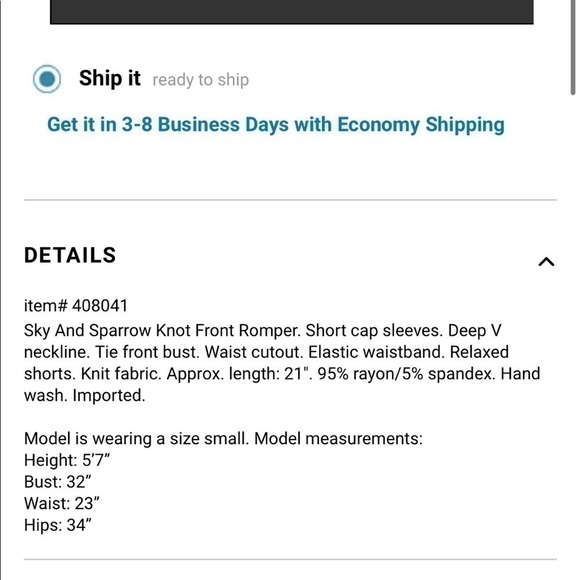 𝅺NWT tie front romper - Picture 5 of 5